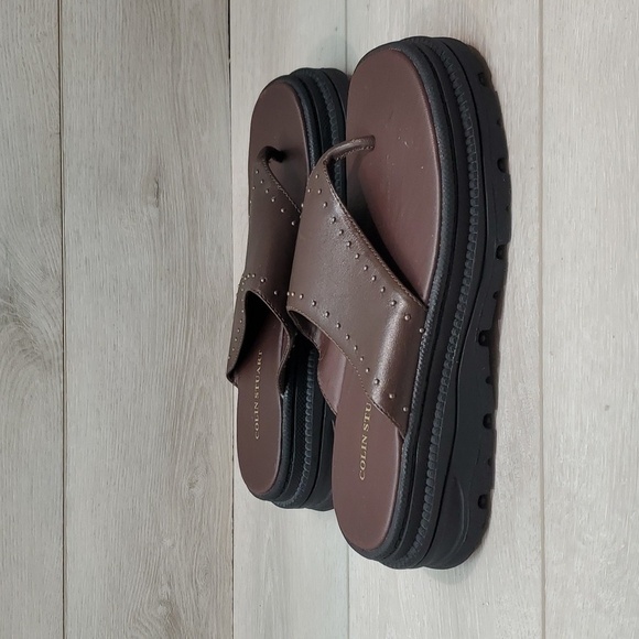 Colin Stuart Womens Y2K Comfort Tractor Chukka Leather Thong Wedge Sandals 8 - Picture 2 of 12